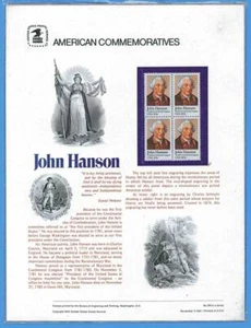 PANEL CONMEMORATIVO USPS #155 JOHN HANSON #1941 - Imagen 1 de 1