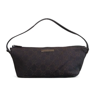 GUCCI GG Canvas Accessory Pouch / Mini Bag Brown Leather Authentic - Picture 1 of 24