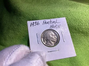 1936 BUFFALO 🦬 NICKEL PARTIAL WORN HORN FREE SHIPPING  - Picture 1 of 4