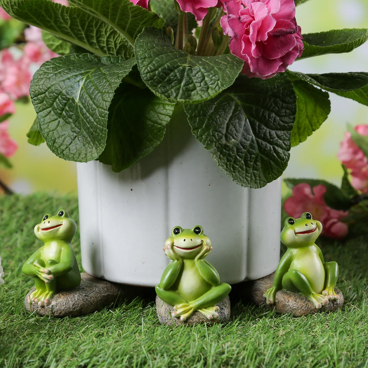 123Arts Frosch-Blumentopf Aus Resin – Lebensecht, 11,4x10,4x7,6 Cm, Für Sukkulenten & Kleine Pflanzen, Innen & Außen