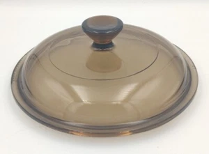 Pyrex Visions Amber Round Glass Lid V-1-C Replacement - Picture 1 of 3