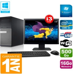 PC tour DELL 9020 Core I3-4130 RAM 16Go Disco 500 Go Wifi W7 Pantalla 19" - Imagen 1 de 1