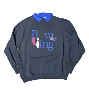 Felpa donna manica lunga colletto grafica bowling vintage Brindar anni 90 XL - Foto 1 di 5
