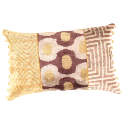 Patchwork Velvet ikat Pillow 16'' X 24'' - Image 1 of 2