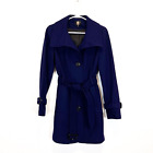 Gallery Petite Navy Blue Wool Blend Coat Button Front Tye Women Small Petite