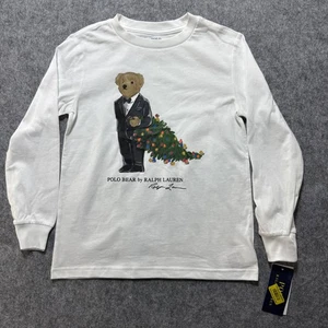 Polo Ralph Lauren Shirt NWT Youth 7 Long Sleeve Bear Tuxedo Holiday Dressy - Picture 1 of 10