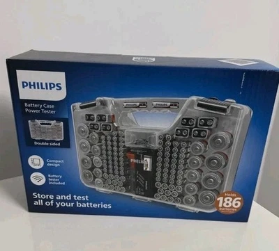 Philips Double Sided Battery Storage Case & Organiser with Battery Charge Tester - Image 1 of 2