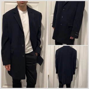 Saks Fifth Avenue Men’s Cashmere Navy Blue Overcost Size 42 - Picture 1 of 3