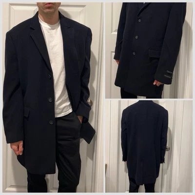 Saks Fifth Avenue Men’s Cashmere Navy Blue Overcost Size 42 - Image 1 of 3