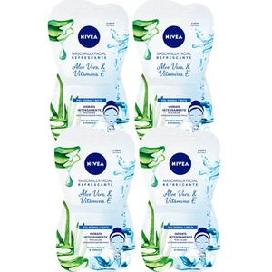 NIVEA Face Mask Aloe Vera & Vitamin E 2 × 7.5ml Refreshing Moisture (Pack Of 4) - Picture 1 of 9