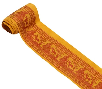 Sushila Vintage Mustard Saree Border Indian Craft Sewing Trim Woven Lace Ribbon - Image 1 of 4