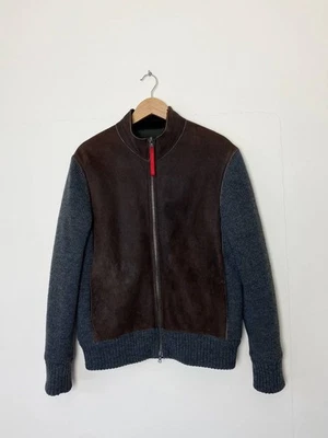 Prada стриженный мех отделка вязаный рукав винтажная куртка-бомбер - Изображение 1 из 4