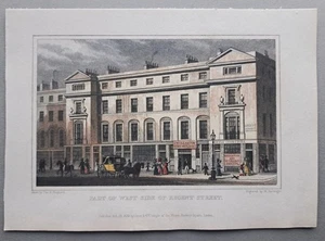 1828 Parte del West Side di Regent St, Londra. Stampa antica. Pastore Thomas H - Foto 1 di 4