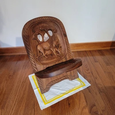 Ugandan Wooden Chair - Lion 1998, Vintage - Image 1 of 4