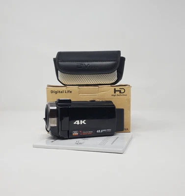 4K Ultra HD Camcorder 18X Zoom, 48MP, 24FPS camera, with battery, mic, and pouch - Image 1 of 4