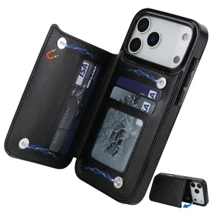 For iPhone 17 16 Pro Max 15 14 13 12 11 Leather Card Holder Wallet Phone Case  - Picture 1 of 35
