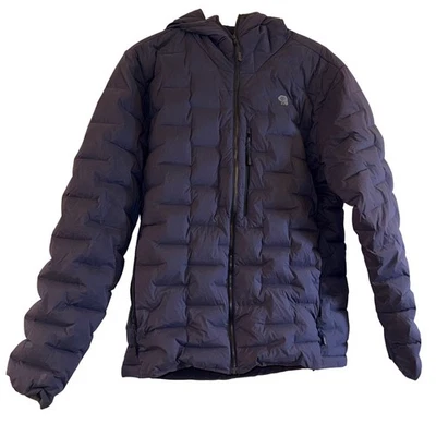 Jaqueta acolchoada Mountain Hardwear masculina grande azul com isolamento térmico com capuz - Imagem 1 de 4