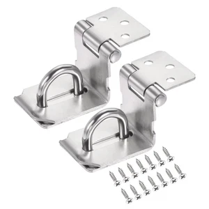3" Acciaio Inox 90 Grado Pesante Porta Chiusura Lucchetto Chiusura,Argento 2pz - Foto 1 di 5