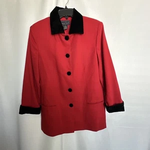 Laura Scott Button Down Blazer With Pockets Red Size-8 #0783 - Picture 1 of 17