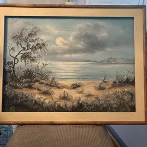 VTG Ocean Painting Original Oil by Artist Betty Hill Signed 1984 Size 32X25 - Picture 1 of 12