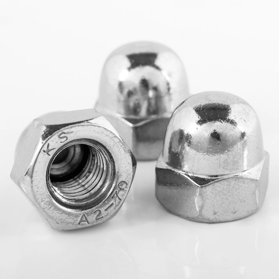 Hutmuttern Edelstahl Muttern V2A DIN 1587 M4 M5 M6 M8  M10 hohe Form Hutmutter - Bild 1 von 3