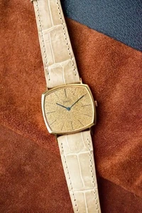 Circa 1980s Piaget Black Tie Emperador Solid 18K Bark Champagne Dial - Picture 1 of 8