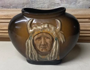Vintage Rozart Pottery TWO MOONS Indian Chief Pillow Vase 1976-2 - Picture 1 of 7