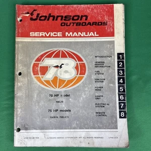 Johnson Outborda Motors 1977 manual de servicio 70 y 75 hp 70EL78, 75ER78 JM-7808 - Imagen 1 de 7