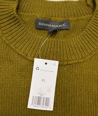 Banana Republic Sweater Crew Neck Green Mangrove Cotton Blend Woman's LARGE NWT - Image 1 of 4