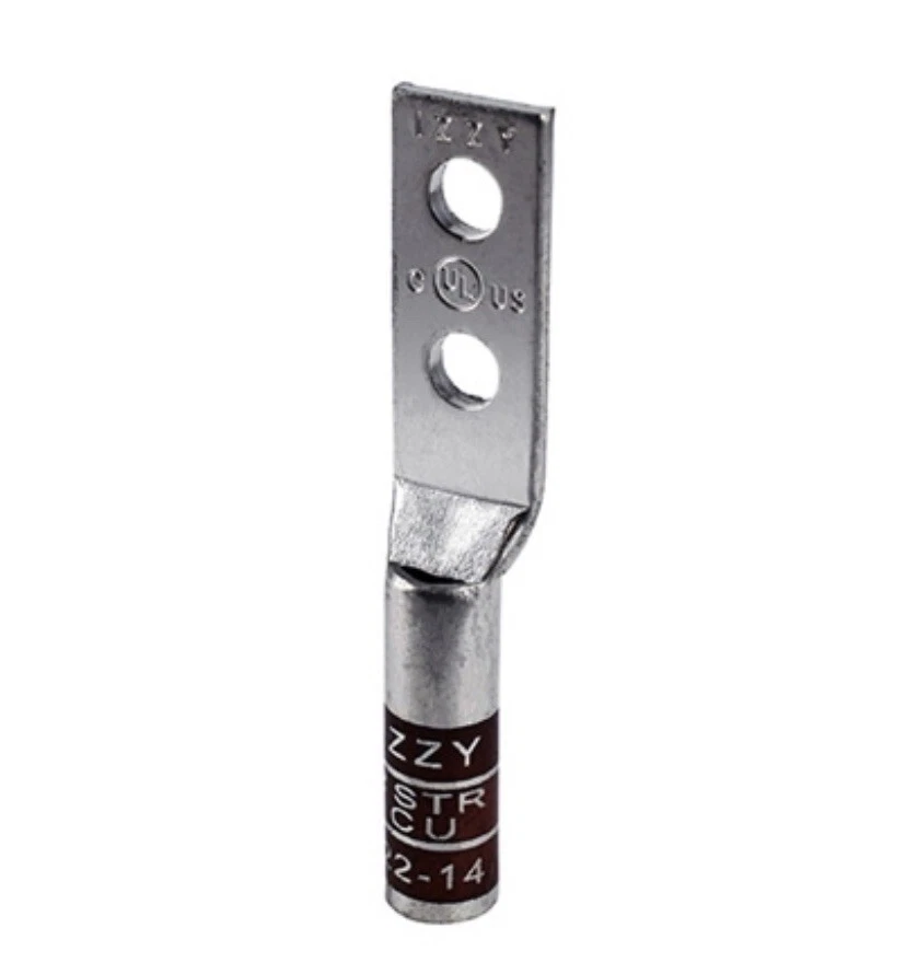 (50) IZZY LUG -I22-14 -COPPER COMPRESSION LUG 2 STRANDED ,2 HOLE,1/4" -5/8" HO - Image 1 of 1