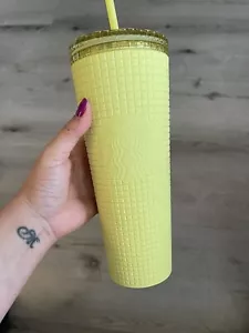 Neon yellow-Starbucks Tumbler Plastic Cold Drink Cup Mug 24oz 710ml - Picture 1 of 3