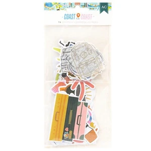 American Crafts Coast-to-Coast Ephemera Die-Cuts 76/Pkg-Icons, Foil - 3 Pack - Picture 1 of 1