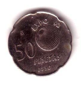 ESPAÑA 50 pesetas 1990 ERROR DEL PANTOGRAFO - VARIANTE BOLA GRANDE sin circular - Imagen 1 de 2