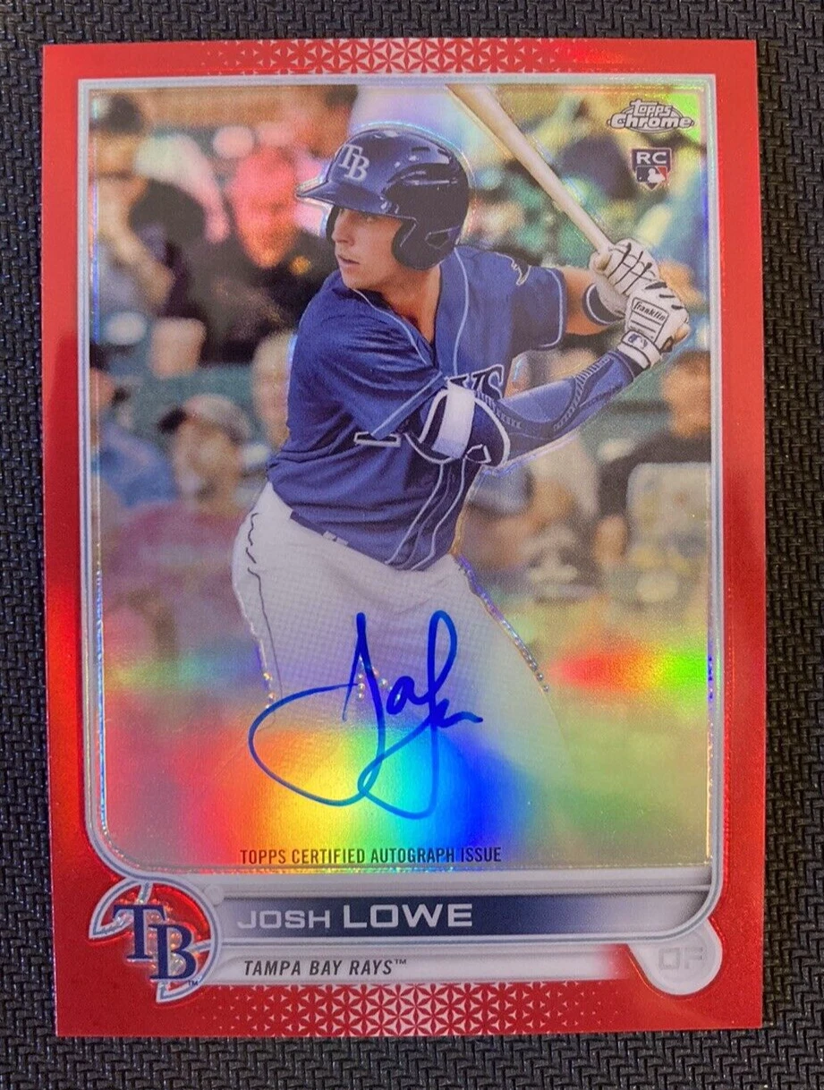 2022 Topps Chrome Baseball Josh Lowe RC TRUE RED REFRACTOR AUTO 1/5 Tampa Bay