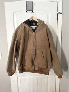 Carhartt Canvas Mens Lined Hoodie Chore Workwear Jacket Size XL Tall XLT Coat - Picture 1 of 10