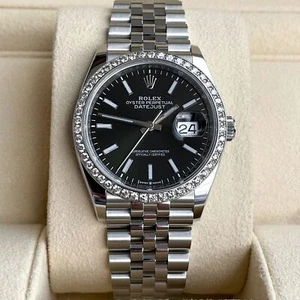 Rolex Datejust 36mm Full Set 2024 UNWORN Diamonds 126200 Black Diamond Bezel - Picture 1 of 11