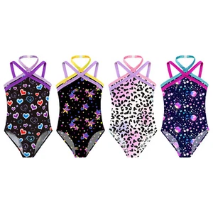 Kids Girls Jumpsuit Cross Straps Bodysuit Sportswear Leotard Camisole Catsuit - Picture 1 of 33