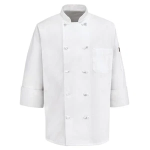 NUOVO Cappotto Chef Rosso Kap Chef Designs Grande 10 Bottoni con Tasca Termometro 0420 - Foto 1 di 2