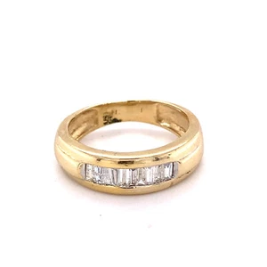 0.55ct Natural Baguette Diamond Vintage Channel Set Band Ring 14K YG - Picture 1 of 4