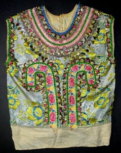STUNNING! Antique SLOVAK Cajkov KROJ Folk Costume BEADED TOP Wedding ? Blouse - Picture 1 of 4