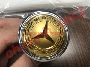 Gold FOR Mercedes Benz Bonnet Badge Hood Emblem Sticker C E Class 44mm w204 W211 - Picture 1 of 4