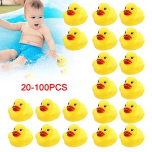 20-100x Yellow Rubber Ducks Squeaky Bath Toys Water Play Toddler Ducks Toys - Picture 1 of 9