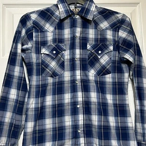 Ely Cattleman Shirt youth  Pearl Snap Fall Plaid Western Size 14 - Picture 1 of 18