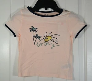 NWT GIRL'S ROXY TIMES UP LIGHT PINK TEE SHIRT SZ 2, 4 - Picture 1 of 3