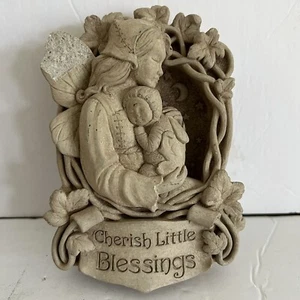 George Carruths "Cherish Little Blessings" Stein geschnitzte Plakette Mond Sterne - Bild 1 von 11