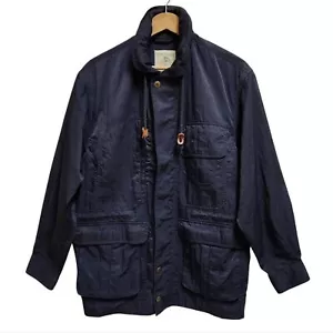 Banana Republic Outfitter Hooded Jacket Men L Navy Zip Snap Field Travel Safari - Picture 1 of 15