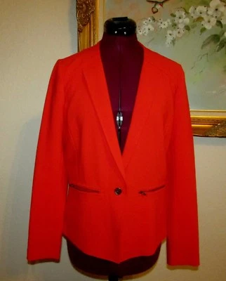 全新 TROUVE S 码 红色-CAYENNE 无领/2 拉链口袋西装外套 MSRP $118/出售 70.00 美元 — 第 1/4 张图片