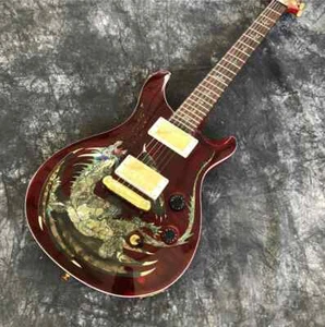 Private Stock Dragon Dark Red Flame Maple Top Electric Guitar Abalone Inlay - Picture 1 of 3