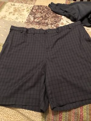 Cool 18 Pro Mens Shorts Size 40 Dark Gray Windowpane Check Haggar Golf Shorts - Imagem 1 de 3