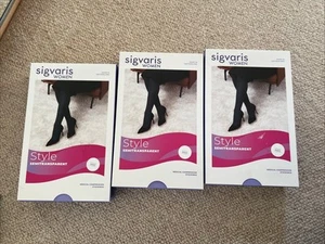 3x Sigvaris Compression Tights Class 2 Open Toe XXS Black (approx Size 8*) Swiss - Picture 1 of 5